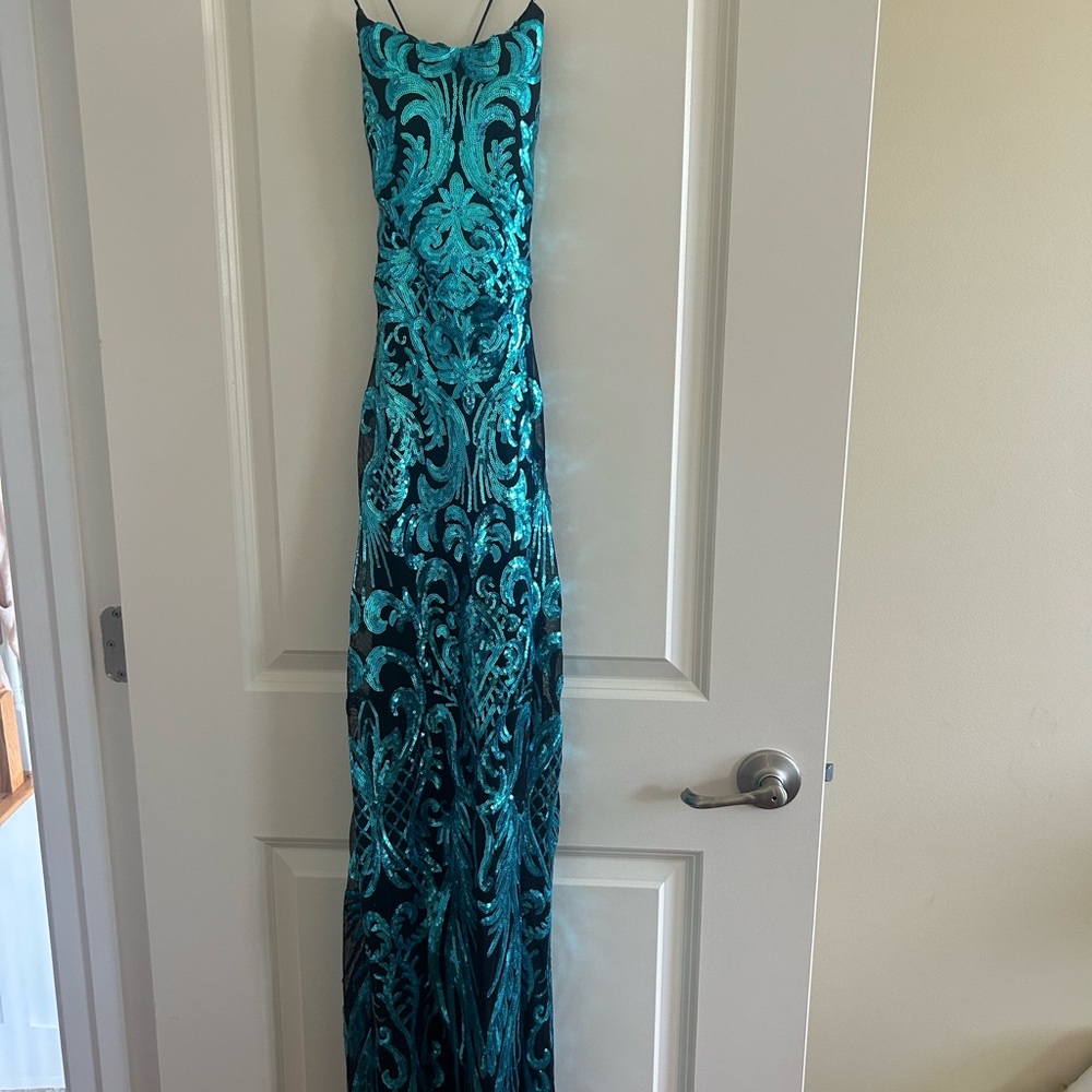 Teal Patterned Maxi Dress Juniors